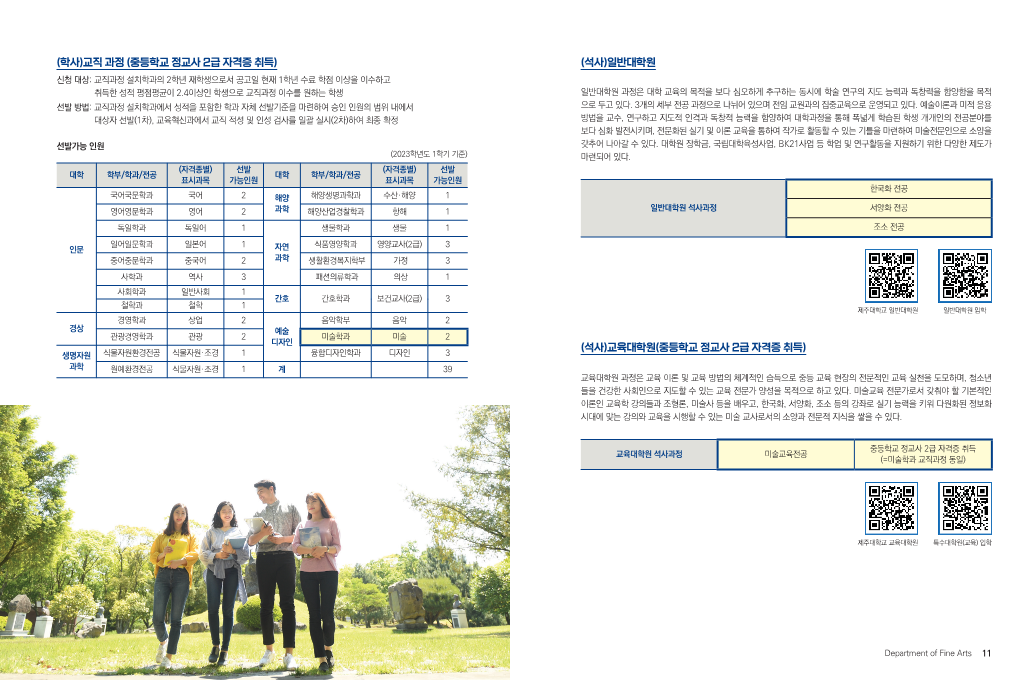 2023 제주대학교 미술학과 전공 안내 책자